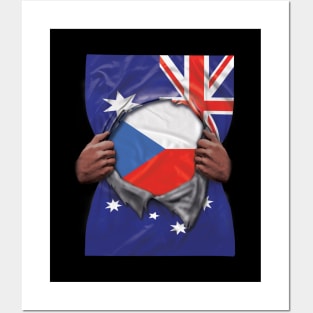 Czech Republic Flag Australian Flag Ripped - Gift for Czech From Czech Republic Posters and Art